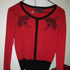Voodoo Vixen Fan Embroidery Cardigan